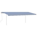Vidaxl auvent manuel rtractable avec poteaux 6x3 m bleu et blanc