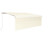 Vidaxl auvent manuel rtractable avec store et led 4, 5x3 m crme