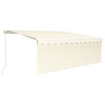 Vidaxl auvent manuel rtractable avec store et led 4x3 m crme