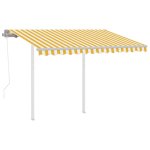 Vidaxl auvent r�tractable automatique et poteaux 3, 5x2, 5 m jaune blanc