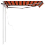Vidaxl auvent r�tractable automatique et poteaux 3x2, 5 m orange marron