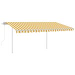 Vidaxl auvent rtractable automatique avec poteaux 4x3m jaune et blanc