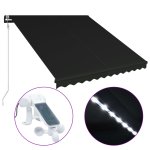 Vidaxl auvent rtractable et capteur de vent led 350x250 cm anthracite