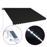 Vidaxl auvent rtractable capteur de vent et led 450x300cm anthracite