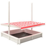 Vidaxl bac à sable et toit réglable bois de sapin blanc et rouge uv50 Vidaxl bac à sable et toit réglable bois de sapin blanc et rouge uv50