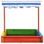 Vidaxl bac  sable avec toit rglable bois de sapin multicolore uv50