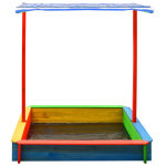 Vidaxl bac à sable avec toit réglable bois de sapin multicolore uv50 Vidaxl bac à sable avec toit réglable bois de sapin multicolore uv50