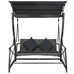 Vidaxl balancelle  3 places de jardin avec auvent rsine tresse gris