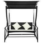Vidaxl balancelle  3 places de jardin avec auvent rsine tresse noir