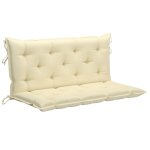 Vidaxl balancelle avec coussin blanc crme 120 cm bois de teck solide