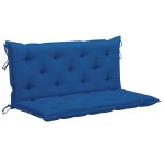 Vidaxl balancelle avec coussin bleu 120 cm bois de teck solide
