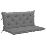 Vidaxl balancelle avec coussin gris 120 cm bois de teck solide