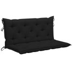 Vidaxl balancelle avec coussin noir 120 cm bois de teck solide