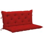 Vidaxl balancelle avec coussin rouge 120 cm bois de teck solide