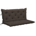 Vidaxl balancelle avec coussin taupe 120 cm bois de teck solide