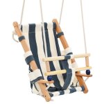 Vidaxl balanoire pour bb avec ceinture de scurit coton bois bleu