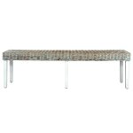 Vidaxl banc 160 cm blanc rotin naturel kubu et bois de manguier massif