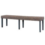 Vidaxl banc 160 cm gris rotin naturel kubu et bois de manguier massif