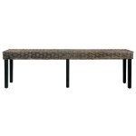 Vidaxl banc 160 cm noir rotin naturel kubu et bois de manguier massif