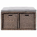 Vidaxl banc avec 2 paniers jacinthe d'eau 71 x 40 x 42 cm gris