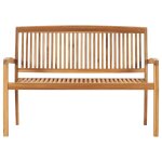 Vidaxl banc 2 places empilable de jardin 128, 5 cm bois de teck solide
