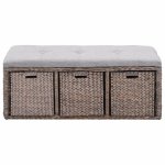 Vidaxl banc avec 3 paniers jacinthe d'eau 105 x 40 x 42 cm gris