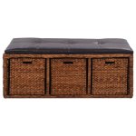 Vidaxl banc avec 3 paniers jacinthe d'eau 105 x 40 x 42 cm marron
