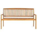 Vidaxl banc 3 places empilable de jardin 159 cm bois de teck solide