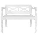 Vidaxl banc batavia 98 cm bois d'acajou massif blanc