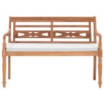 Vidaxl banc batavia avec coussins 120 cm teck
