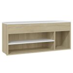 Vidaxl banc  chaussures blanc et chne sonoma 105x30x45 cm agglomr