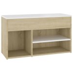 Vidaxl banc  chaussures blanc et chne sonoma 80x30x45 cm agglomr