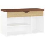 Vidaxl banc  chaussures coussin blanc et chne 80x30x47 cm agglomr