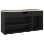 Vidaxl banc  chaussures avec coussin noir 104x30x49 cm agglomr