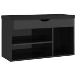Vidaxl banc  chaussures et coussin noir brillant 80x30x47cm agglomr