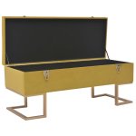 Vidaxl banc avec compartiment de rangement 105 cm moutarde velours