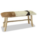 Vidaxl banc cuir vritable teck
