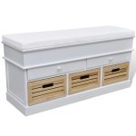 Vidaxl banc d'entre et de rangement avec coussin 2 tiroirs blanc