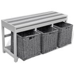 Vidaxl banc d'entre et de rangement avec coussin 3 paniers blanc