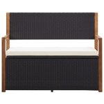 Vidaxl banc de jardin 110 cm rsine tresse et bois d'acacia noir