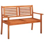 Vidaxl banc de jardin 2 places avec coussin 120 cm bois d'eucalyptus