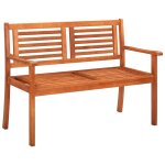 Vidaxl banc de jardin 2 places avec coussin 120 cm bois d'eucalyptus