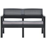 Vidaxl banc de jardin 2 places et coussins 120 cm plastique anthracite
