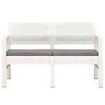 Vidaxl banc de jardin  2 places et coussins 120 cm plastique blanc