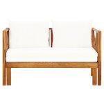 Vidaxl banc de jardin 2 places et coussins 122 cm bois d'acacia massif