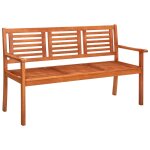 Vidaxl banc de jardin 3 places avec coussin 150 cm bois d'eucalyptus