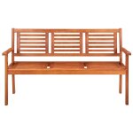 Vidaxl banc de jardin 3 places avec coussin 150 cm bois d'eucalyptus