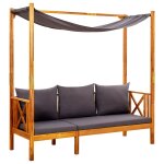 Vidaxl banc de jardin avec auvent et repose - pieds bois d'acacia solide