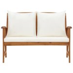 Vidaxl banc de jardin avec coussins 119 cm bois solide d'acacia