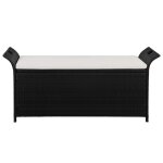 Vidaxl banc de jardin avec coussin 138 cm résine tressée noir Vidaxl banc de jardin avec coussin 138 cm résine tressée noir
